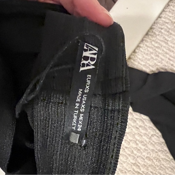 Zara Black Ribbed Flare Leggings - Picture 1 of 3